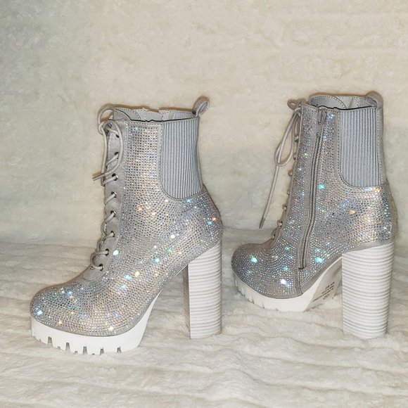 Wild Diva Shoes - Wild Diva Silver Ankle Boots